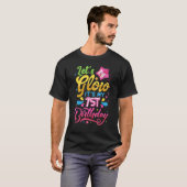 Let's Glow It's My 1st Birthday Girls Kids 1年 Tシャツ (正面フル)