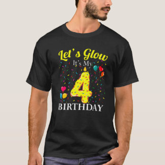 Let's Glow It's My 4Birthday Sweetパーティー番号 Tシャツ