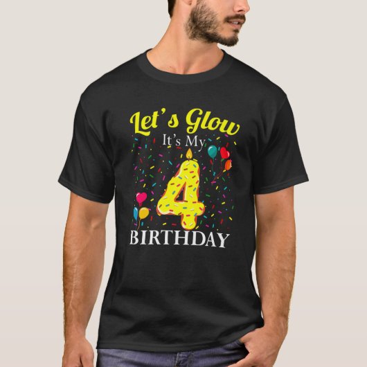 Let's Glow It's My 4Birthday Sweetパーティー番号 Tシャツ (正面)