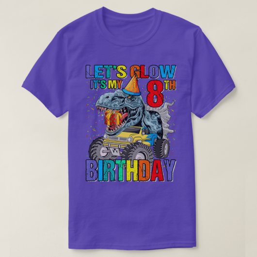 Let's Glow Party It's My 8th Birthday Monster Truc Tシャツ (デザイン正面)