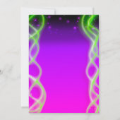 Let's Glow Purple Pink Neon Green Sweet 16パーティー 招待状 (裏面)