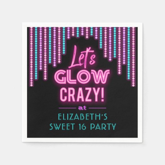 Lets Glow Sweet 16熱狂する Birthday Party スタンダードカクテルナプキン (正面)