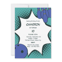 Let's Goボーリング10th Birthday Party Invitation