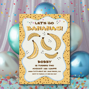 Let's Go Bananasお洒落おもしろい誕生会 招待状
