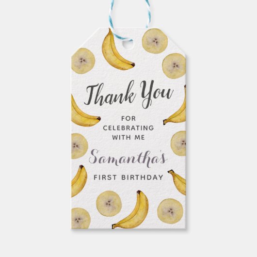 Let's Go Bananas バースデー招待状 ギフトタグ (正面)