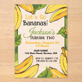 Let's Go Bananas Any Age Birthday Party アクリル招待状