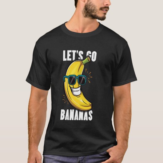 Let's Go Bananas Kawaii Yellow Banana Happy Banana Tシャツ (正面)