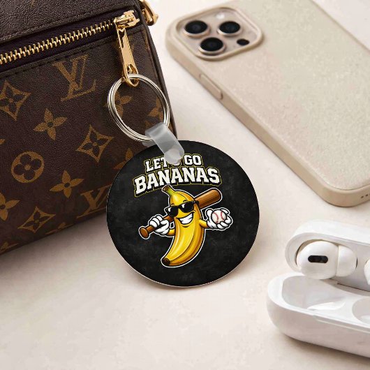 Lets Go Bananas Retro Baseball Banana Funny キーホルダー