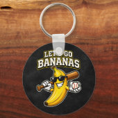 Lets Go Bananas Retro Baseball Banana Funny キーホルダー (正面)
