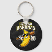 Lets Go Bananas Retro Baseball Banana Funny キーホルダー (裏面)