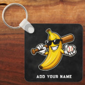 Lets Go Bananas Retro Baseball Banana Funny キーホルダー (正面)