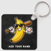 Lets Go Bananas Retro Baseball Banana Funny キーホルダー (裏面)