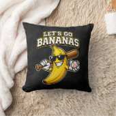 Lets Go Bananas Retro Baseball Banana Funny クッション (ブランケット)