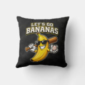 Lets Go Bananas Retro Baseball Banana Funny クッション (裏面)