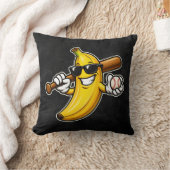 Lets Go Bananas Retro Baseball Banana Funny クッション (ブランケット)