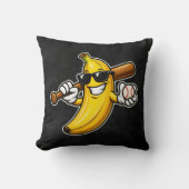 Lets Go Bananas Retro Baseball Banana Funny クッション (正面)