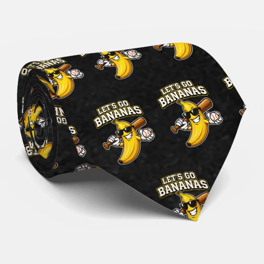 Lets Go Bananas Retro Baseball Banana Funny ネクタイ (ロール)