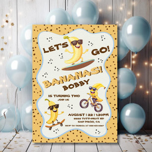 Let's Go Bananas Sporty おもしろい Birthday Party 招待状