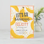 Let's Go Bananas Yellow & Pink 1st Birthday 招待状 (スタンド正面)