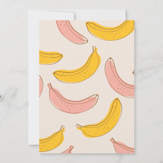 Let's Go Bananas Yellow & Pink 1st Birthday 招待状 (裏面)