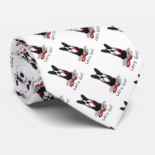 Let's Go! Boston Terrier (black) Funny dog ネクタイ