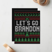 Let's Go Brandon おもしろ ダサい クリスマス スウェーター ノートカード (正面/裏面インサイチュ)