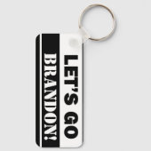 Let's Go Brandon"黒と白の長方形メタル キーホルダー (裏面)