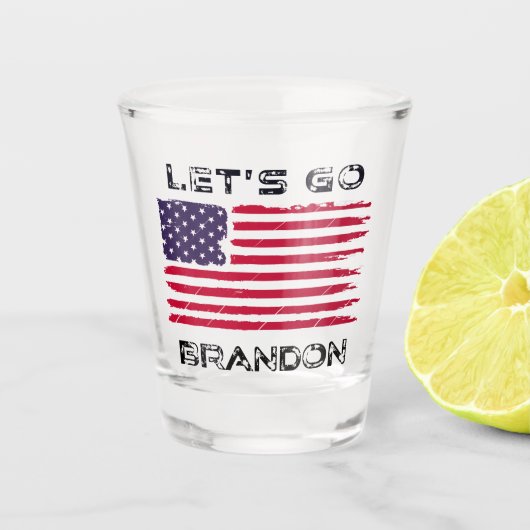 Let's Go Brandon Biden Chant Distressed Flag Funny ショットグラス (正面)