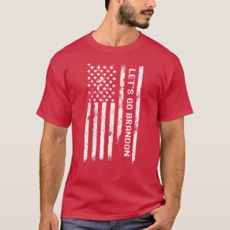 Lets Go Brandon - Distressed US Flag Tシャツ