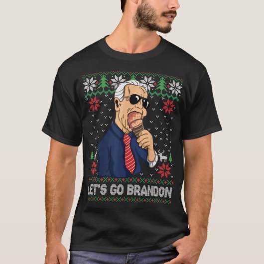 Let's Go Brandon Funny Biden Meme Ugly Christmas Tシャツ (正面)