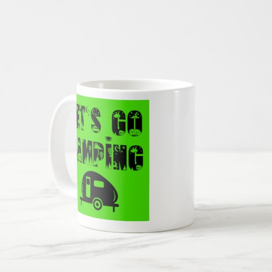 Let's Go Camping - Teardrop Trailer Coffee Mug コーヒーマグカップ (正面左)