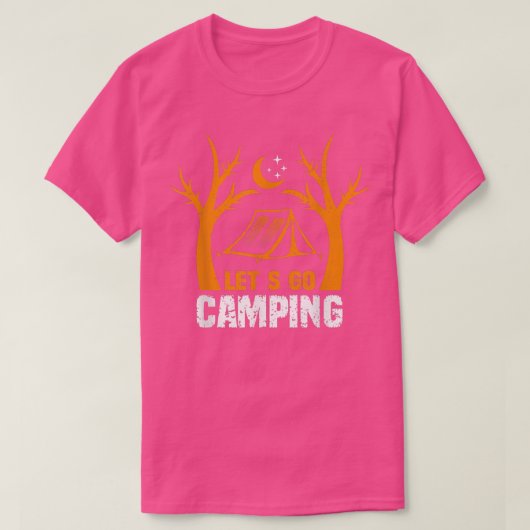 Lets Go Camping Tent Night Moon Funny Camping & Hi Tシャツ (デザイン正面)