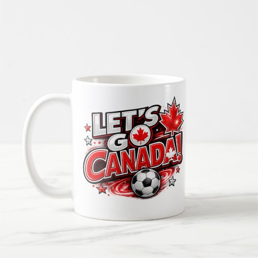 LET'S GO CANADA! サッカーファンマグ | カナダ製 コーヒーマグカップ (左)