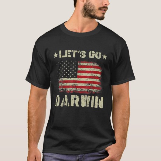 Let's Go Darwin Conservative Anti Liberal US Flag Tシャツ (正面)