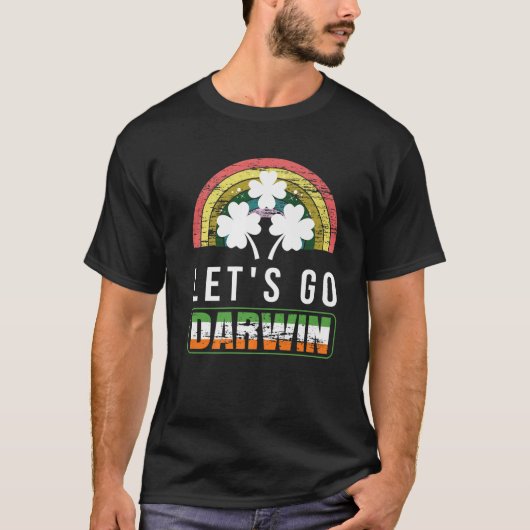 Let's Go Darwin With St. Patrick's Day Funny Vinta Tシャツ (正面)