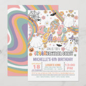 Let's Go Ghouls バースデー インビテーション - ガール (ホワイト) (正面/裏面)