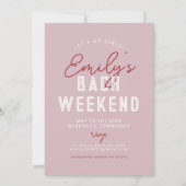 Let's Go Girls 現代的なピンクと赤の独身最後の夜 招待状 (正面)