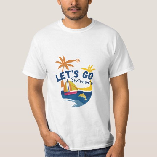 Let's Go Swimming -おもしろい夏ビーチTシャツ Tシャツ (正面)