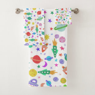 Lets Go to宇宙White Pattern UFO バスタオルセット