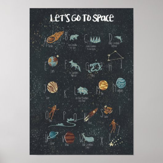 Let's Go To Space Alphabet Poster ポスター (正面)