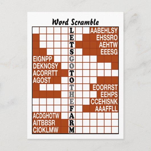 Let's go to the farm word Scramble ポストカード (正面)