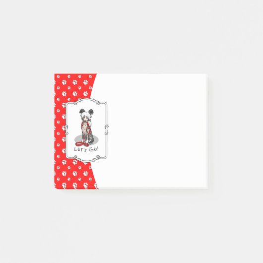 Let's Go! Walk Chinese Crested Dog (hl blk wh 1) ポストイット (正面)