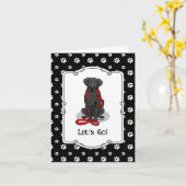 Let's Go! Walk Curly-Coated Retriever Dog (black) カード (黄色い花)