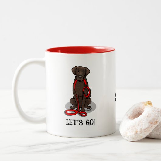 Let's Go! Walk Curly-Coated Retriever Dog (liver) ツートーンマグカップ (ドーナツ)