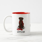 Let's Go! Walk Curly-Coated Retriever Dog (liver) ツートーンマグカップ (左)