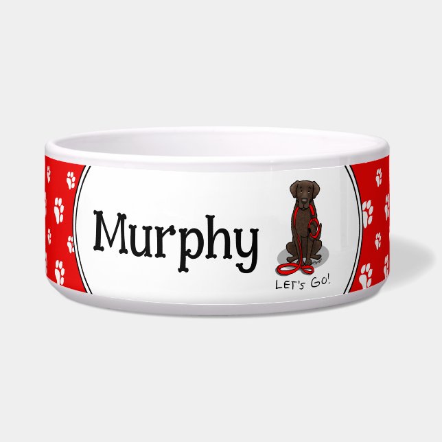 Let's Go! Walk Curly-Coated Retriever Dog (liver) ボウル (正面)