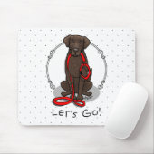 Let's Go! Walk Curly-Coated Retriever Dog (liver) マウスパッド (マウス)
