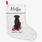 Let's Go! Walk Flat-Coated Retriever Dog (black) ラージクリスマスストッキング (正面)