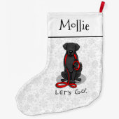 Let's Go! Walk Flat-Coated Retriever Dog (black) ラージクリスマスストッキング (裏面)