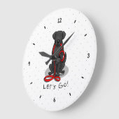 Let's Go! Walk Flat-Coated Retriever Dog (black) ラージ壁時計 (傾斜)
